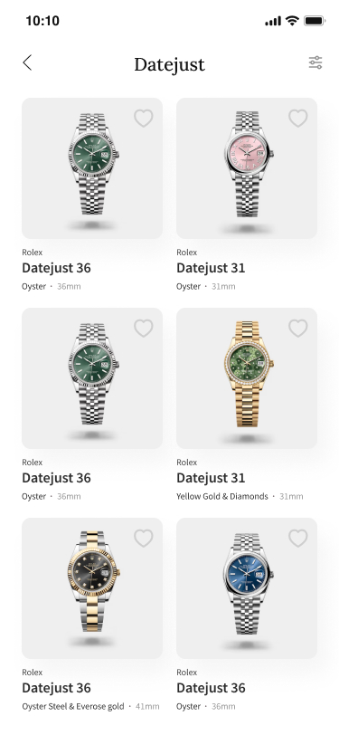 TimeWorld collection screen: a collector's own watches catalogued with detail.